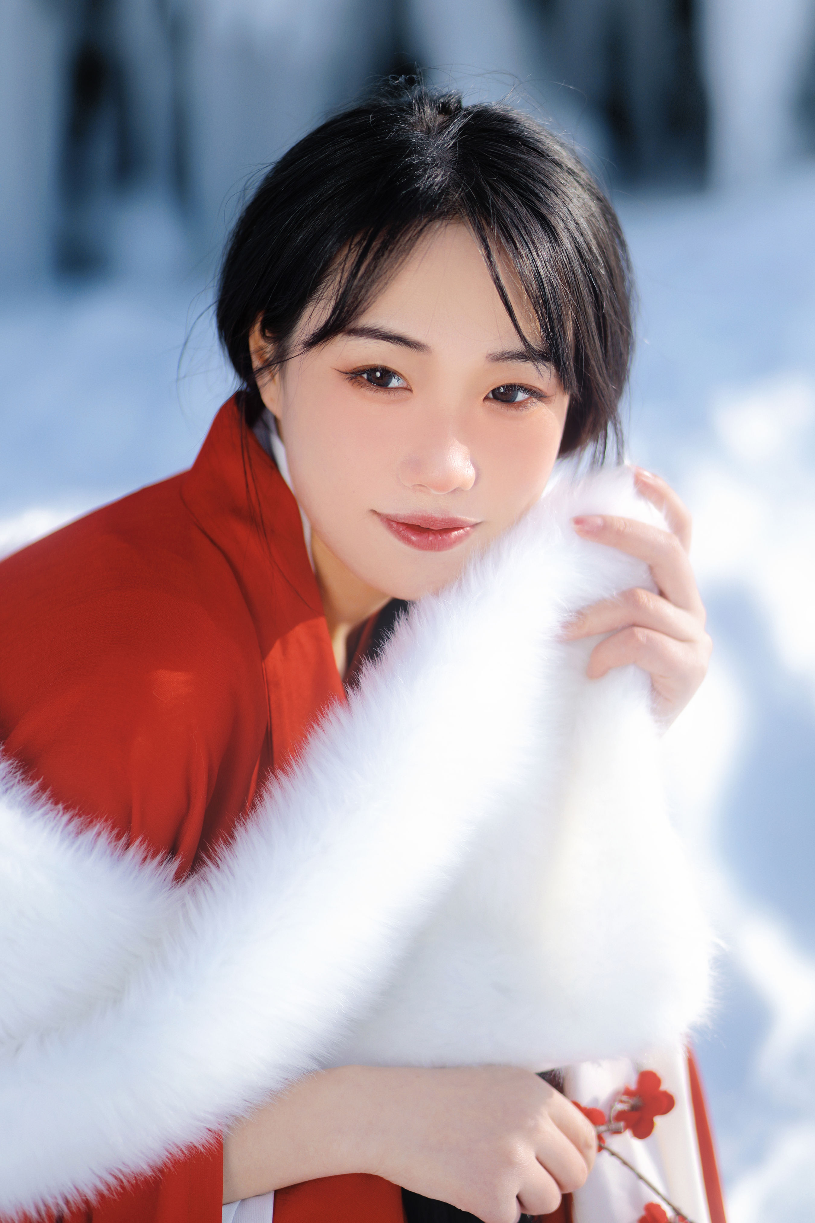 红梅白雪知 冬天 雪景 美人 红色 梅花