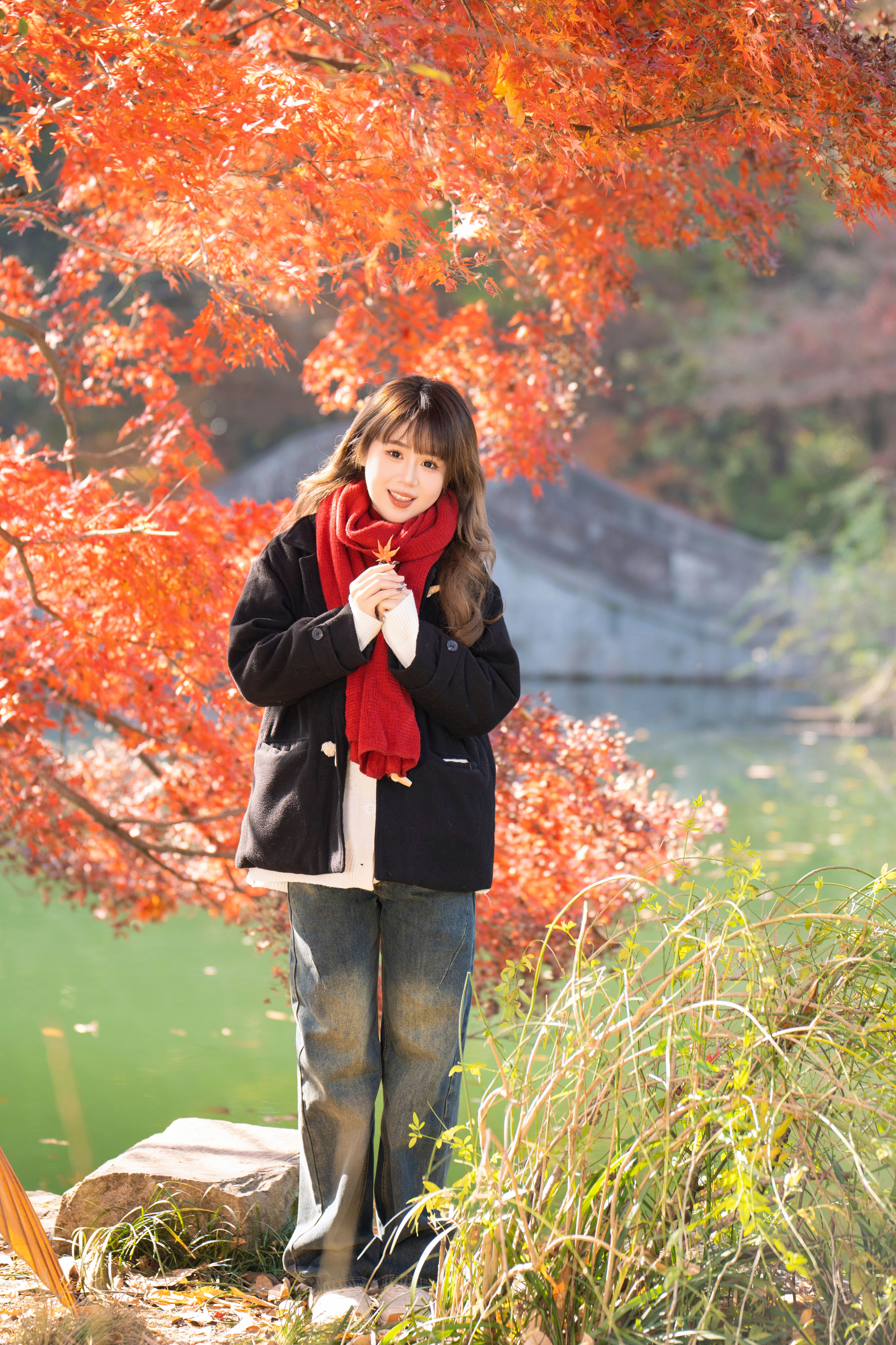 枫 枫叶 女孩 妹子 甜美 清纯