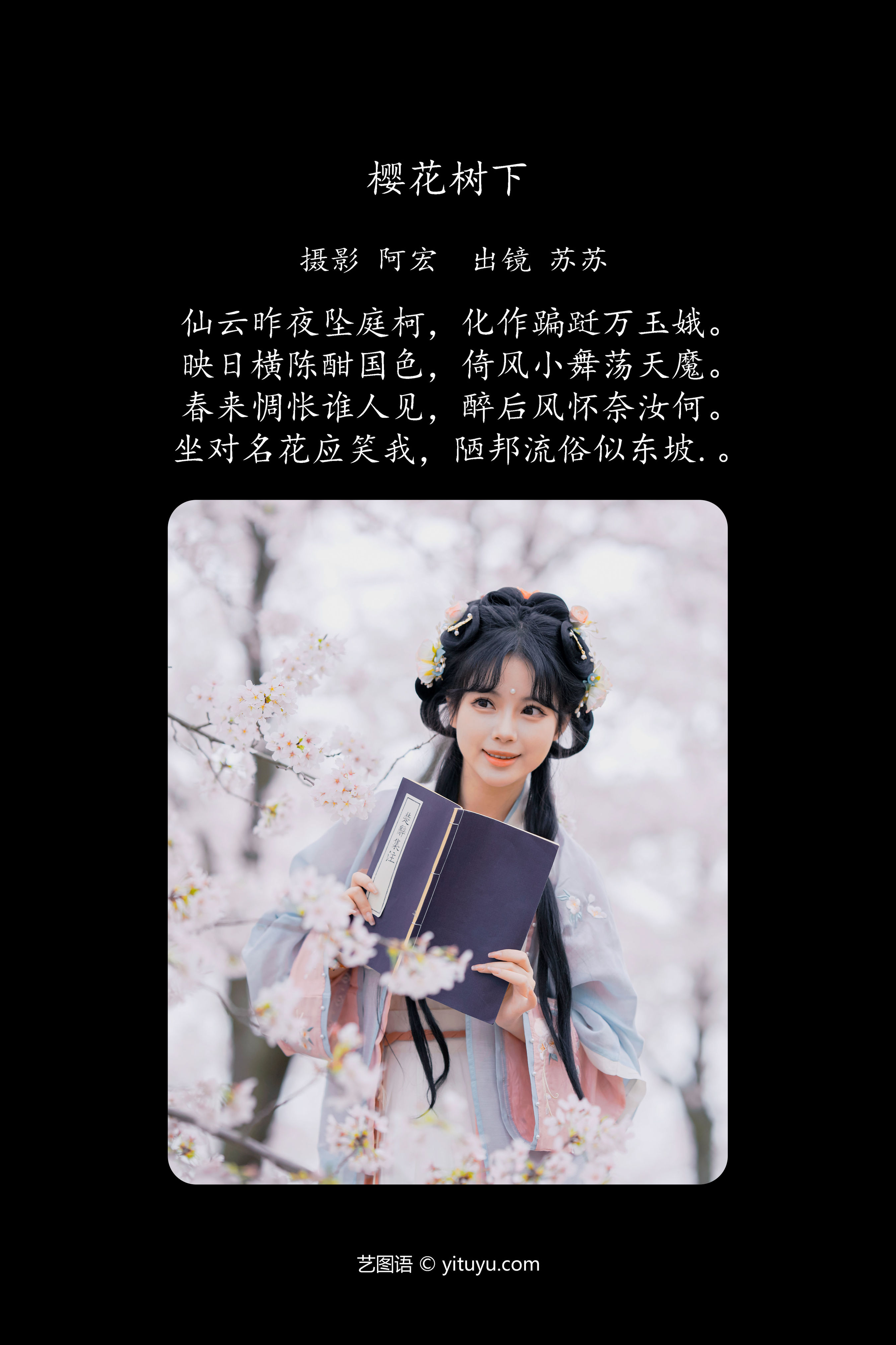 樱花树下 樱花 花 汉服 美人 古风