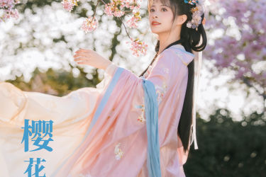 樱花雨 春天 樱花 汉服 少女 写真 小仙女