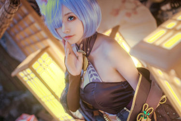 蓝发胡桃 Cosplay 二次元 美少女 狐女 福利