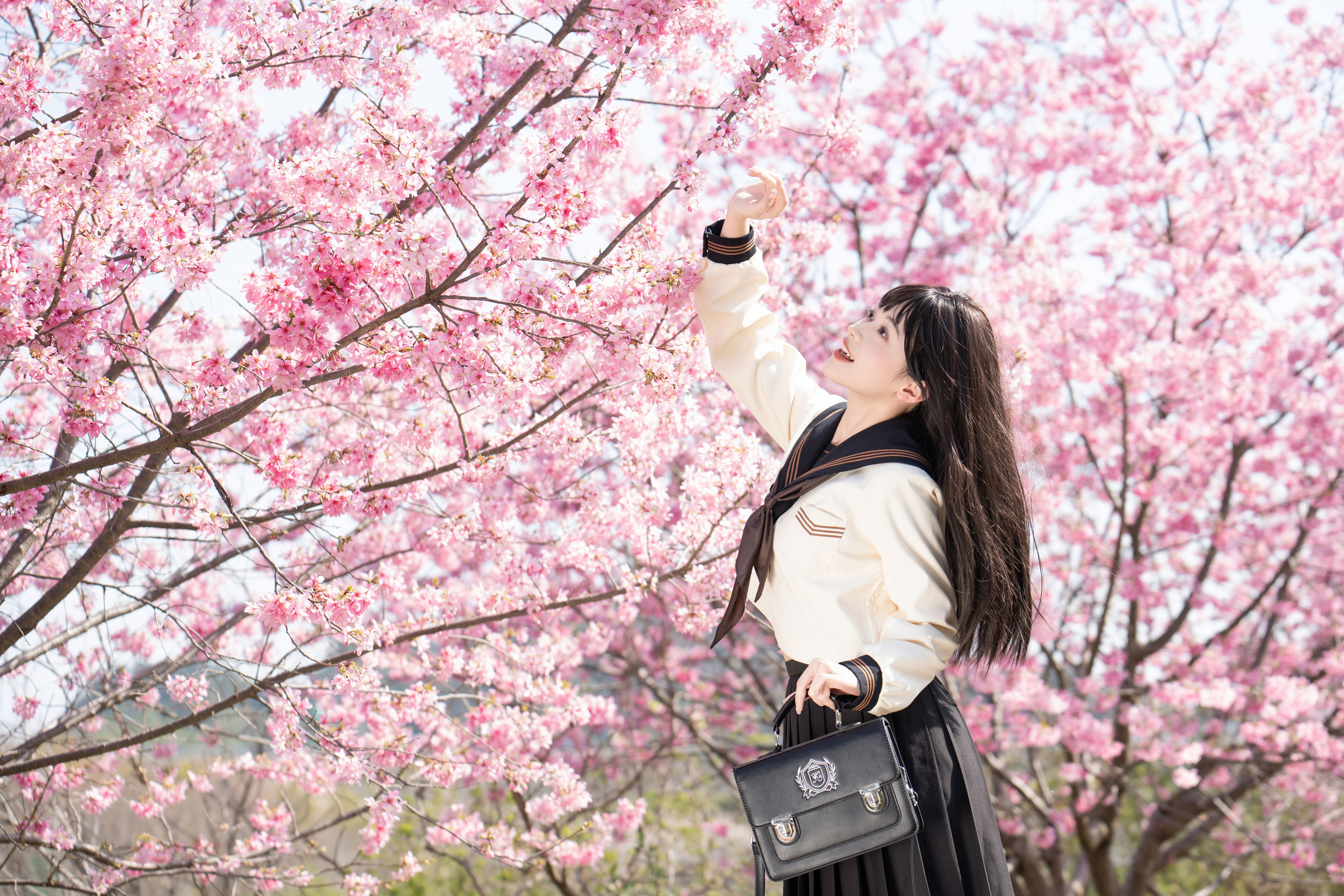 樱花少女 日系 JK 樱花 女生 写真 元气