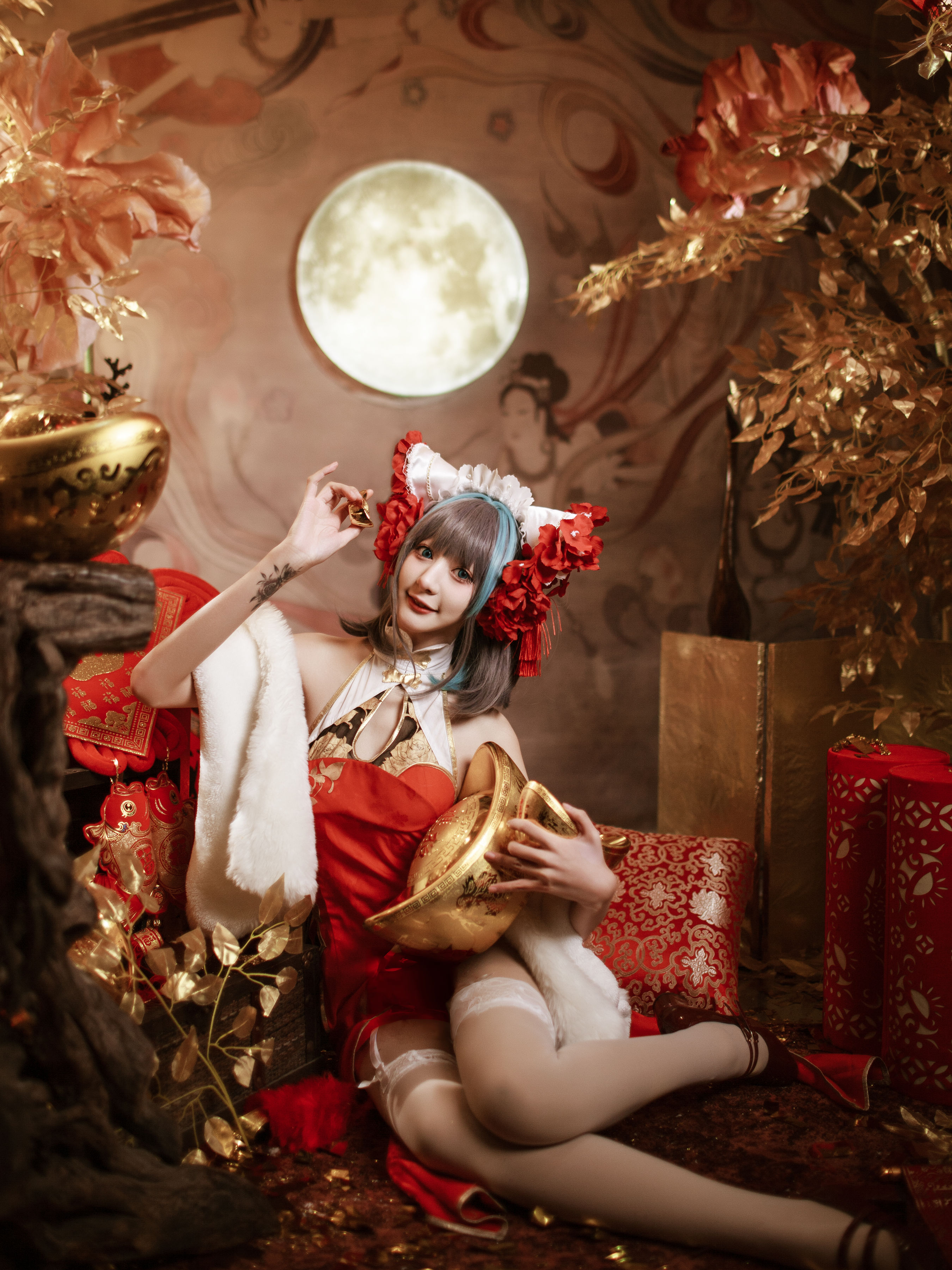 碧海航线恭贺新禧 二次元 Cosplay 美少女 红色 新年