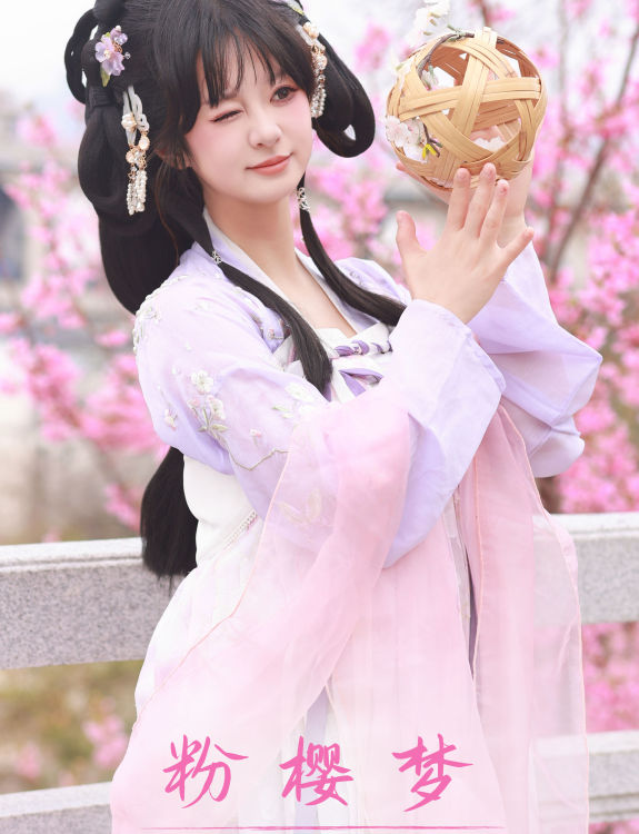 粉樱梦 樱花 小姐姐 写真 花 汉服